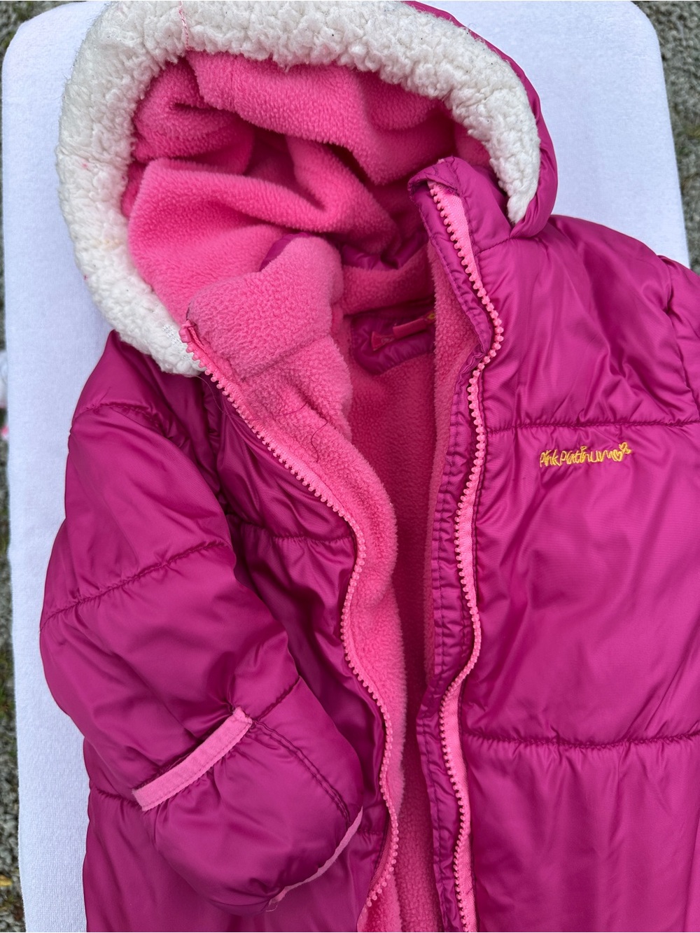 Pink Platinum Bright Pink Fleece snowsuit